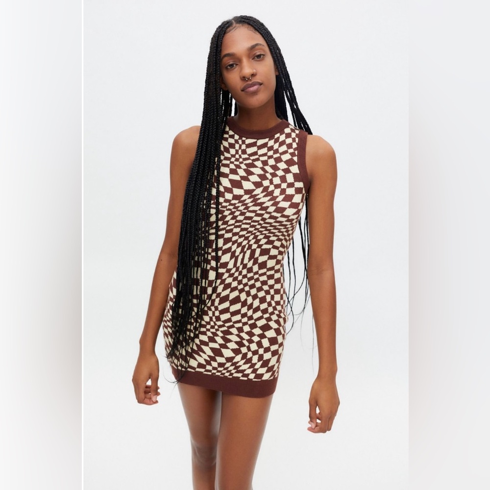 Motel Kimata Checkered Mini Dress, Medium